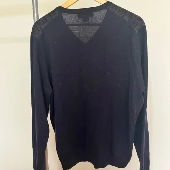 Brooks Brothers Navy and Gray V-Neck merino Sweater - Picture 2 of 3
